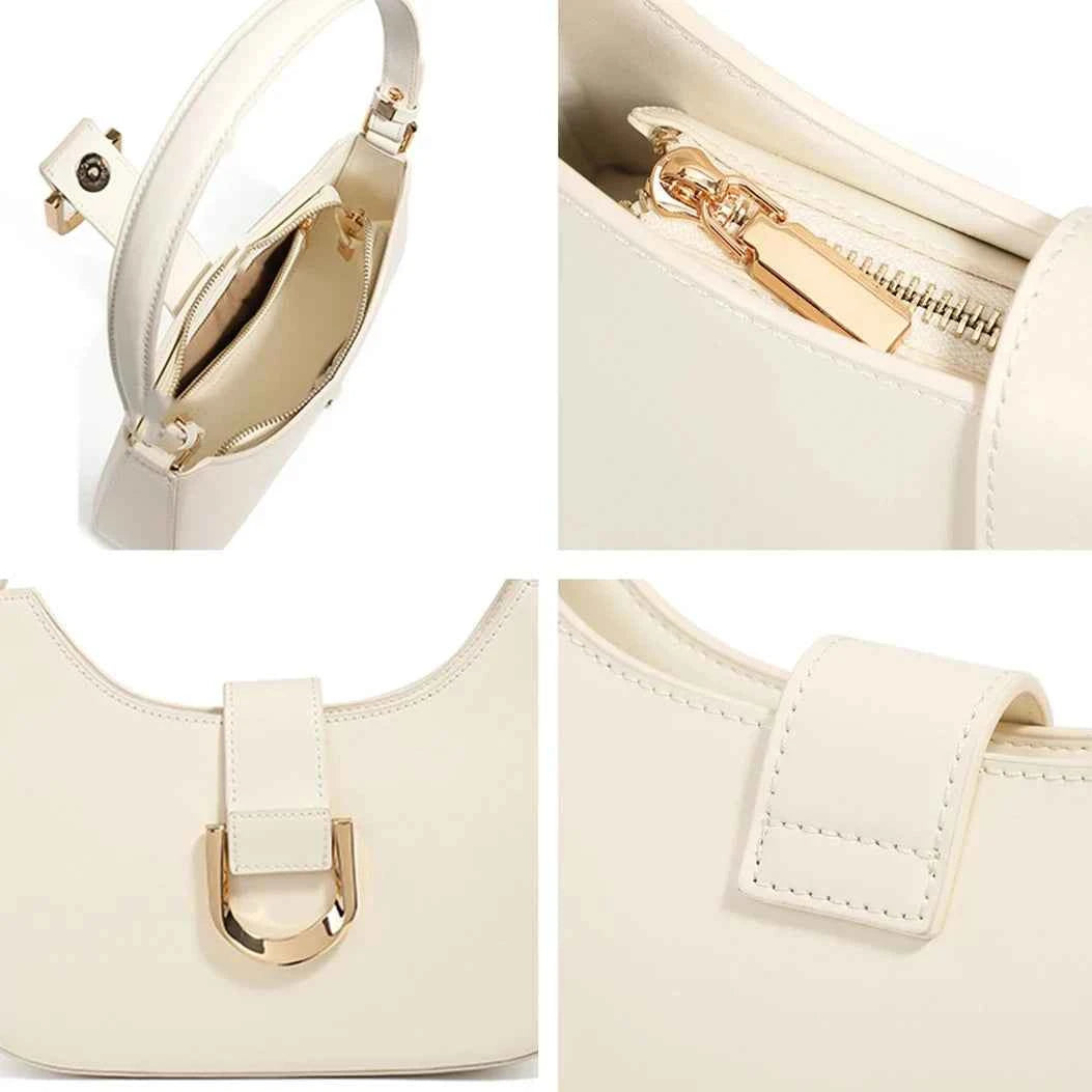 Elegant Crescent Shoulder Bag - Luxury PU Leather