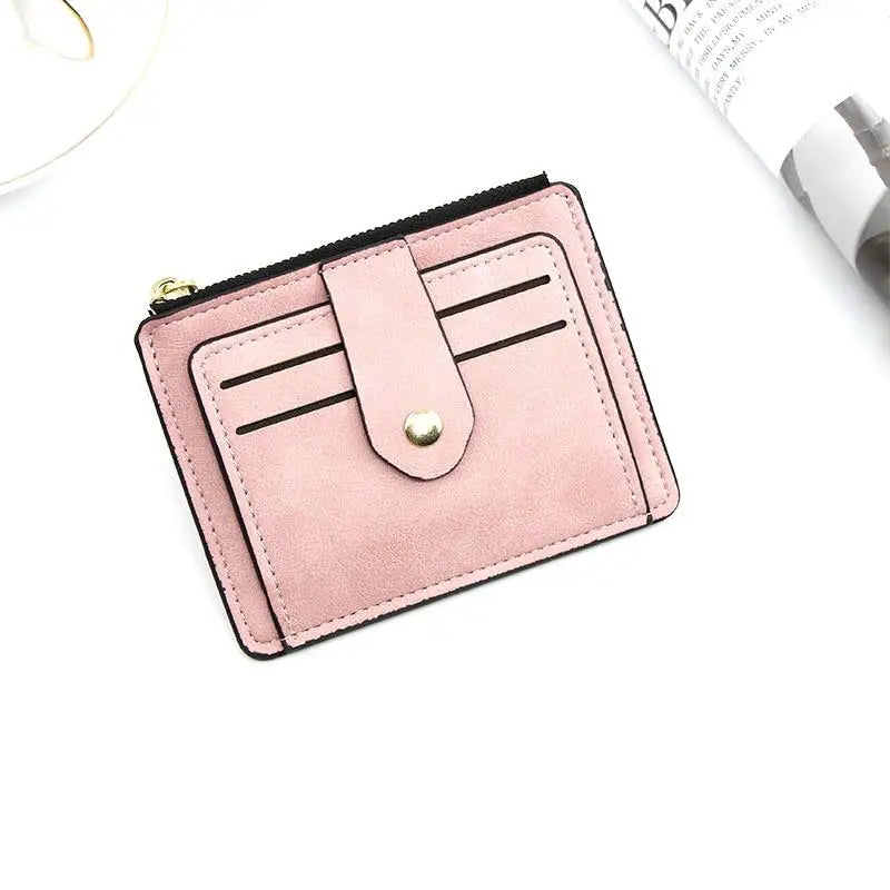 Luxury Slim Leather Wallet with Coin Pocket - Compact Card Holder