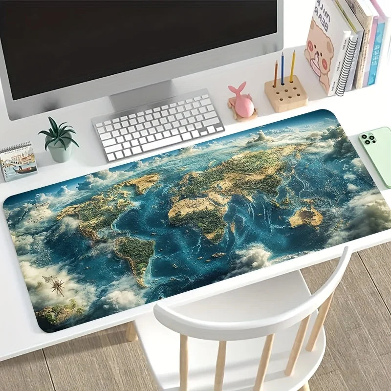 Premium Gaming World Map Mouse Pad - Non-Slip & Washable