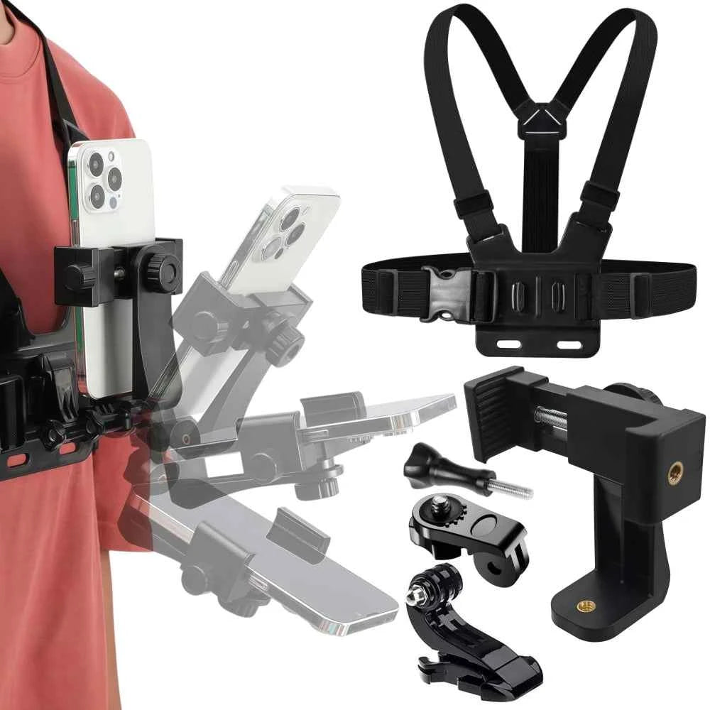 Professional Chest Strap Phone Holder - Hands-Free Mount Bracket