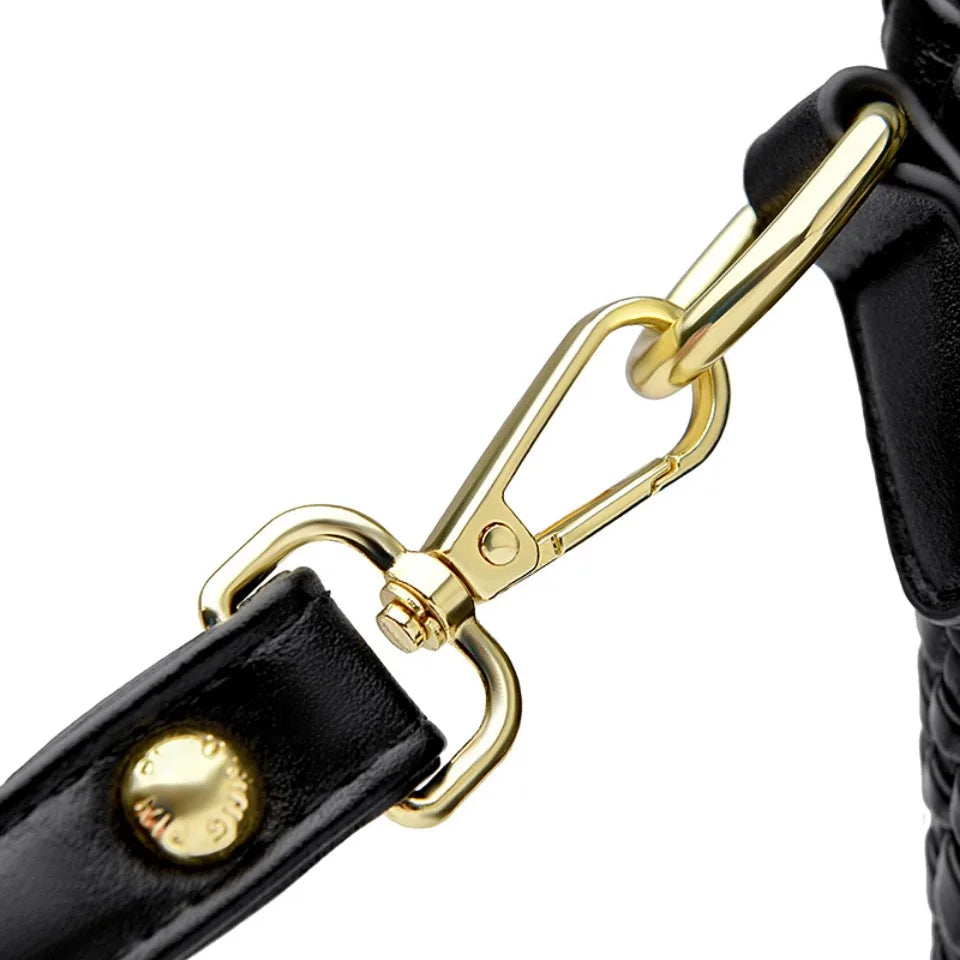 Designer Knitting Handbag - Elegant PU Leather