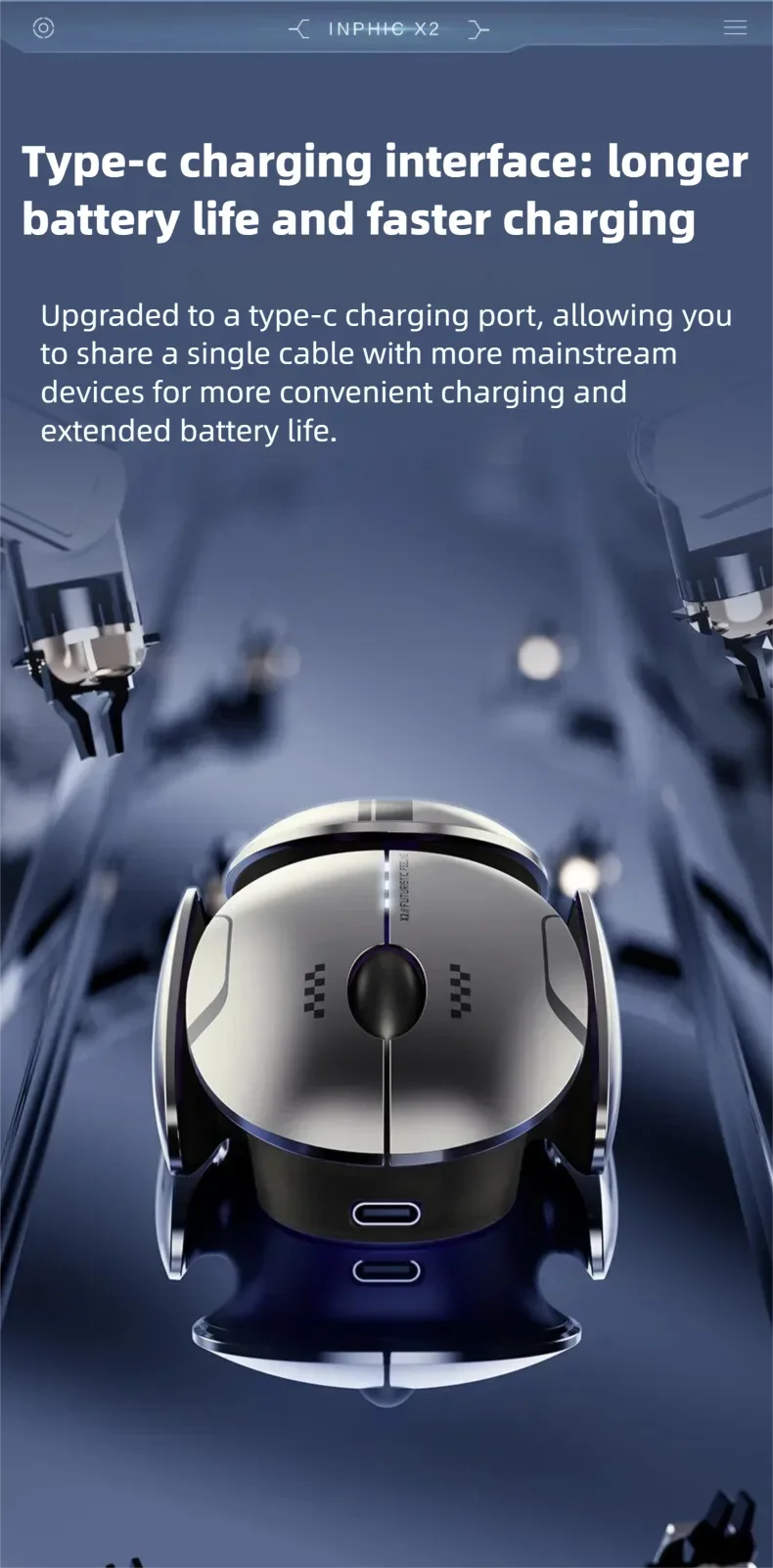 Silent Wireless Gaming Mouse - Rechargeable, Metal Base, Bluetooth 5.0