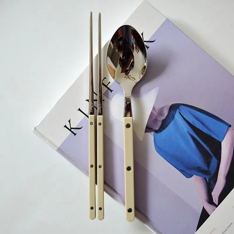 Elegant Korean Style Utensil Set - Premium 304 Stainless Steel