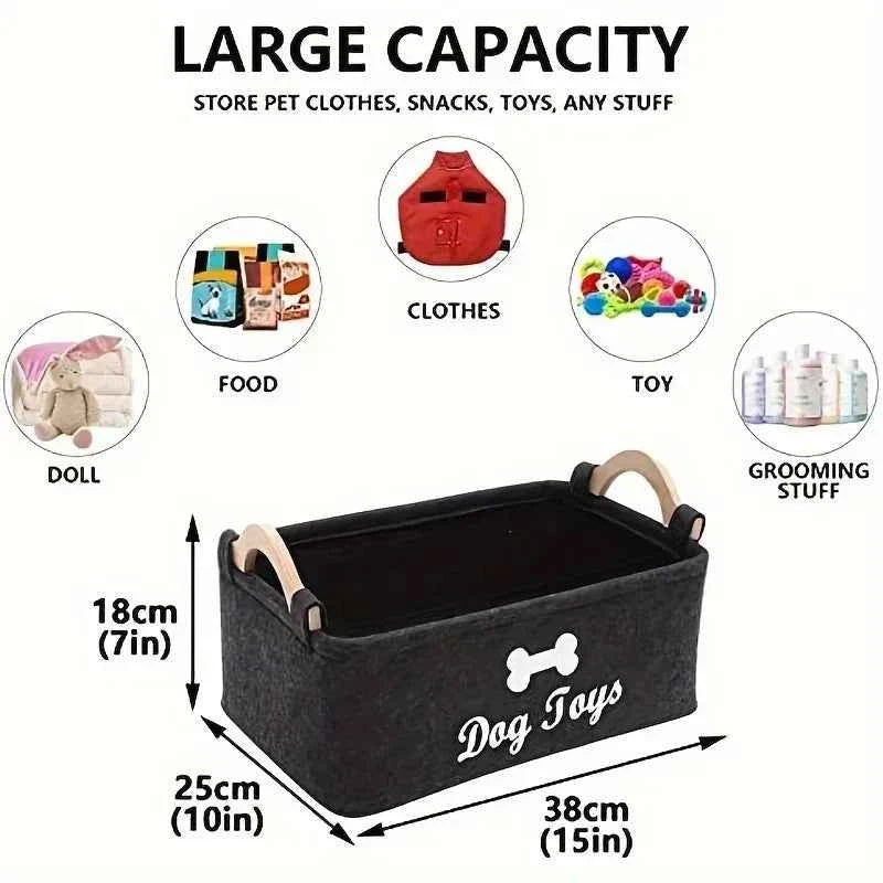 Premium Felt Pet Toy Box - Dog Organizer & Storage