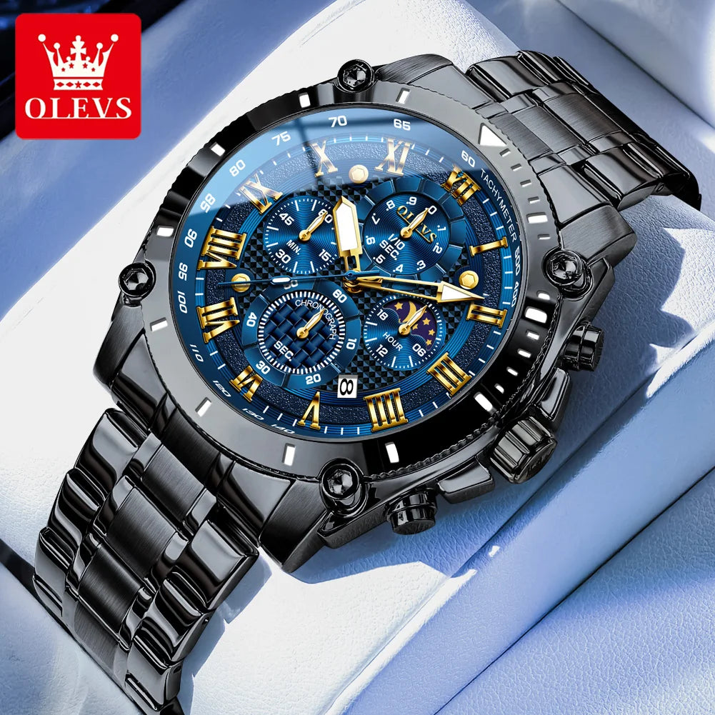 OLEVS Watches Man 3689 Multifunctional Sports Quartz Watch 30m Waterproof Luminous Date Mens Watch Original Business Brand - Tulique