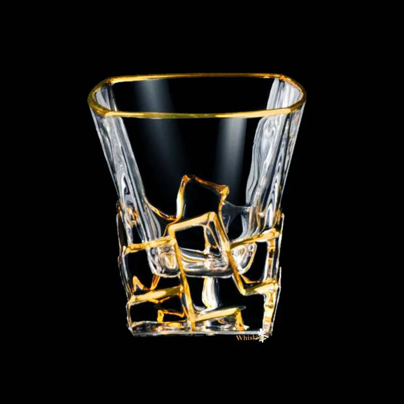 Elegant Gold Line Whiskey Glasses - Crystal Tumblers Set