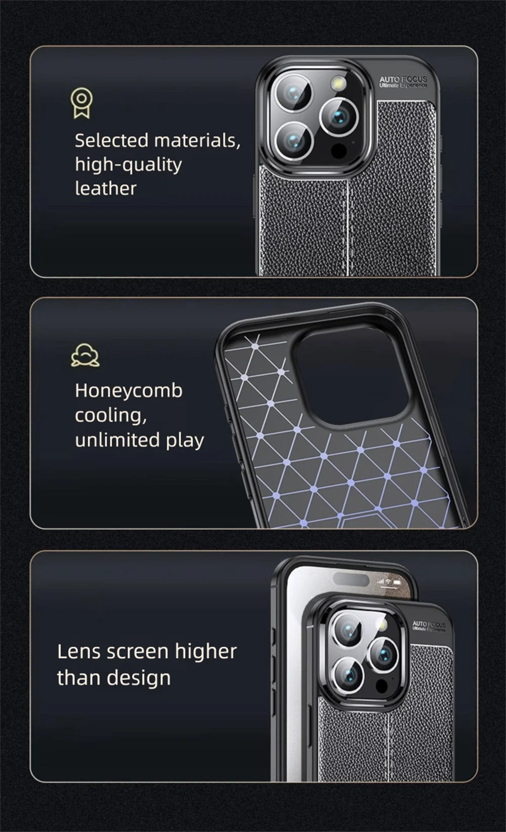 Premium iPhone Protective Case - Leather Texture Shockproof