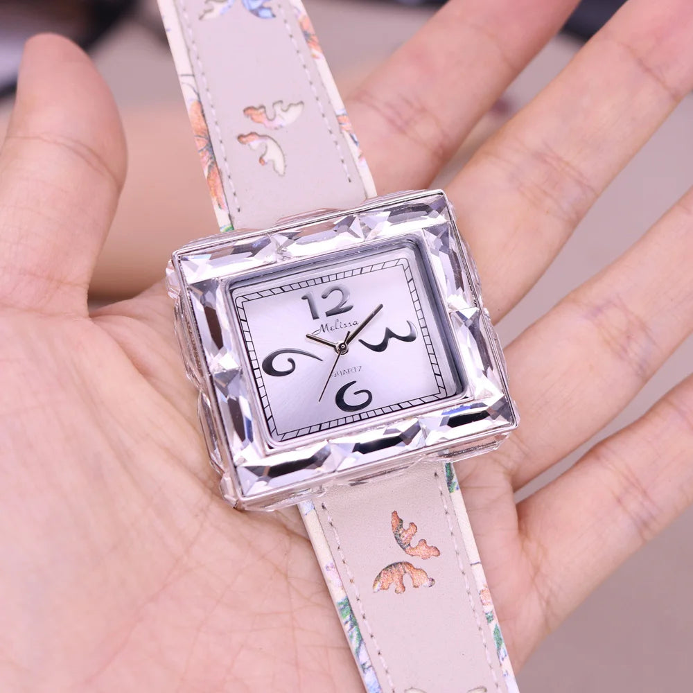 Elegant Crystal Square Watch - Rhinestone Dress Bracelet
