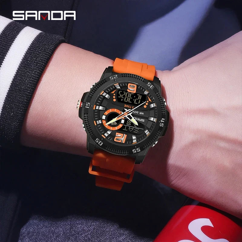 Premium Men's Sports Watch - Dual Time LED