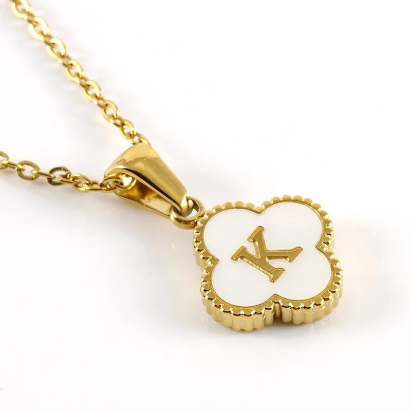 Elegant Initial Letter Necklace - Lucky Shell Gold Pendant