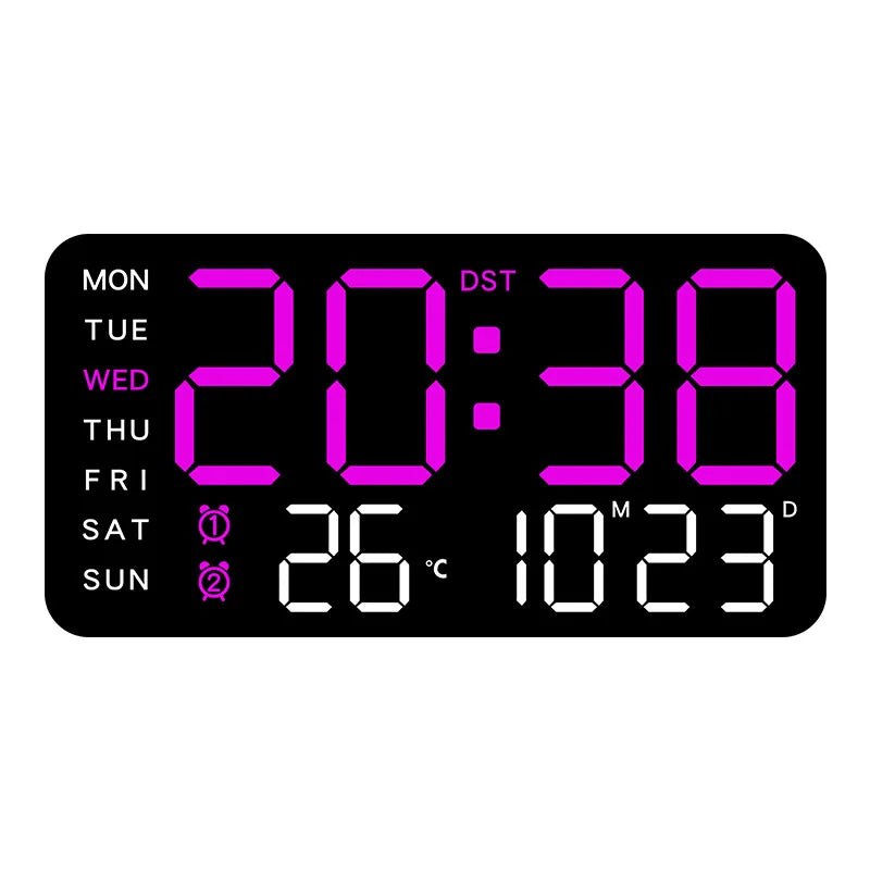 Premium Large Digital Wall Clock - Remote Control & Dual Alarms