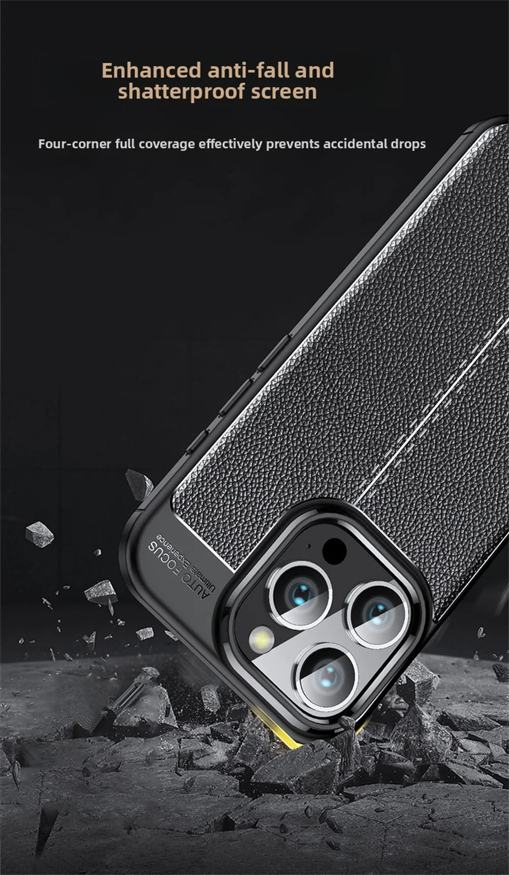 Premium iPhone Protective Case - Leather Texture Shockproof