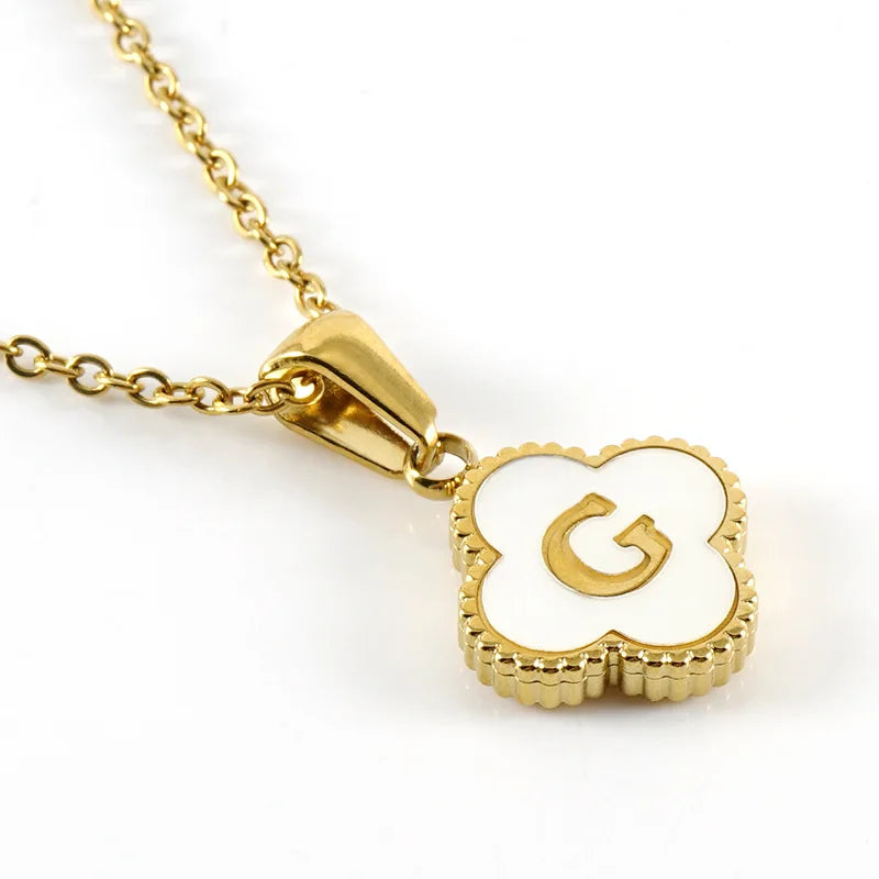 Elegant Initial Letter Necklace - Lucky Shell Gold Pendant