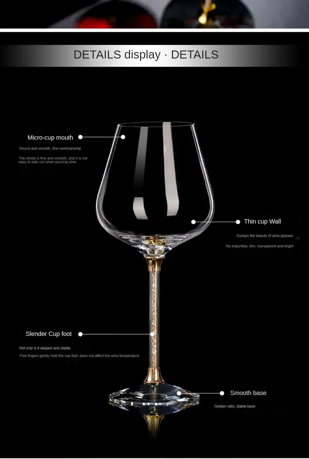 Elegant Luxury Crystal Wine Glasses - Set of Tall Party Flutes