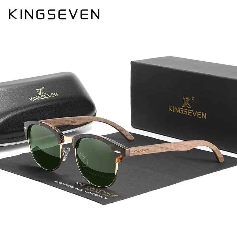 Vintage Walnut Sunglasses - Polarized UV400 Retro Eyewear