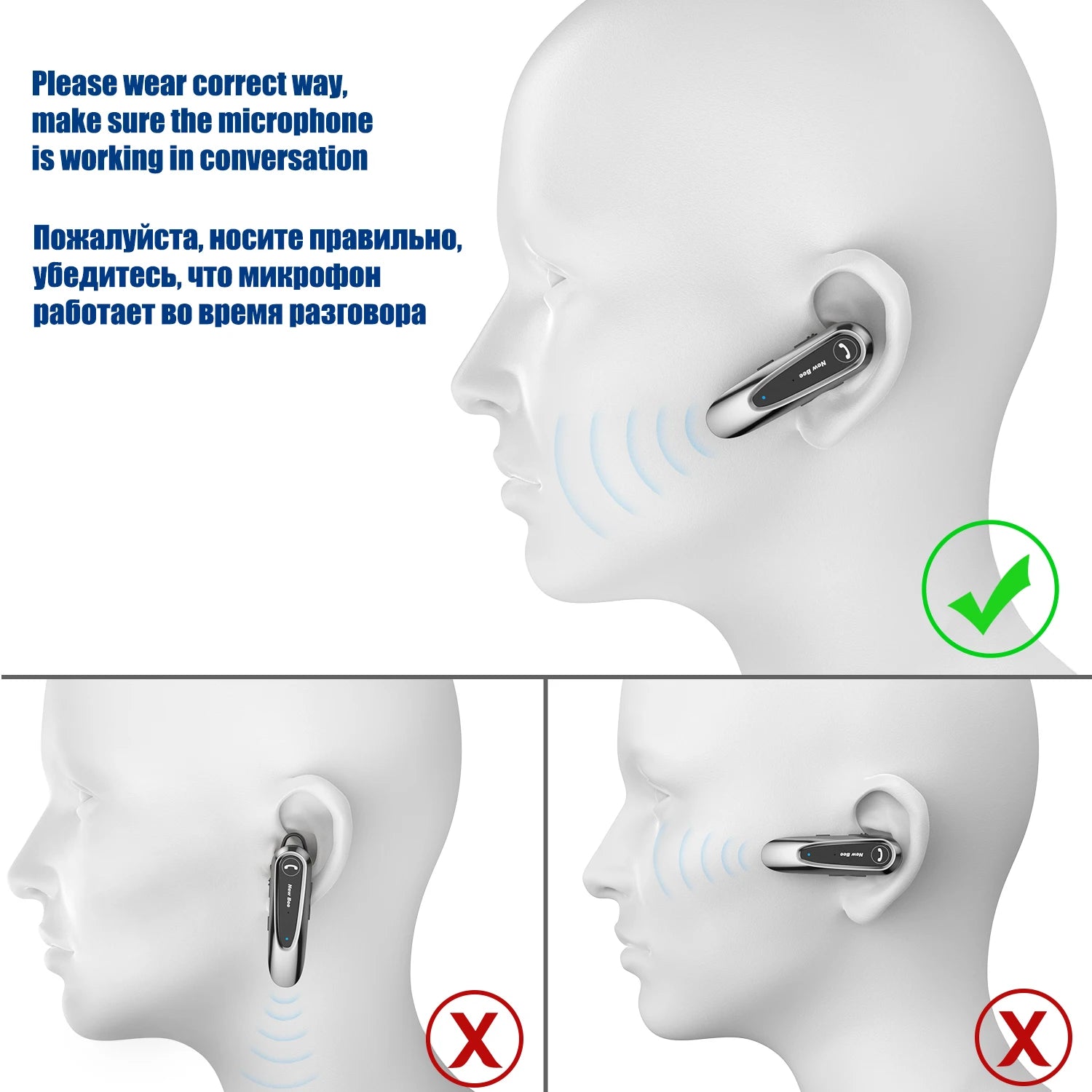 Premium Bluetooth 5.0 Headset with Dual Mic CVC8.0 Noise Reduction