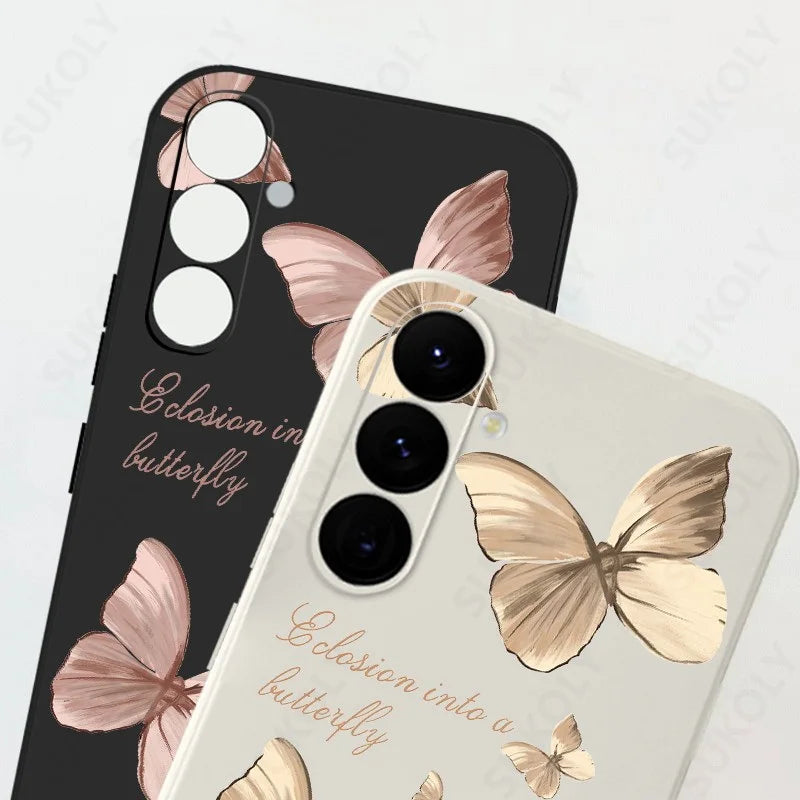 Elegant Butterfly Phone Case with Hand Lanyard - Soft Silicone