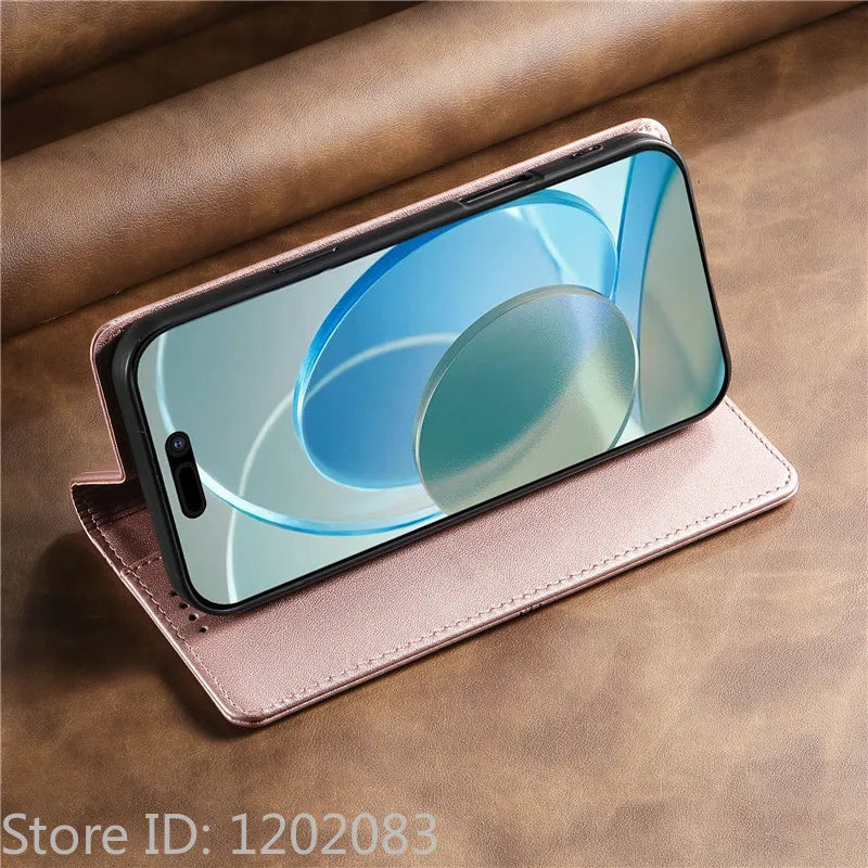 Luxury Magnetic Leather iPhone Case - Wallet Flip Cover