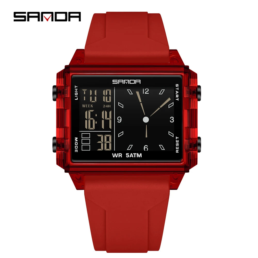 Premium Digital Sports Watch - Waterproof Square LED Timepiece