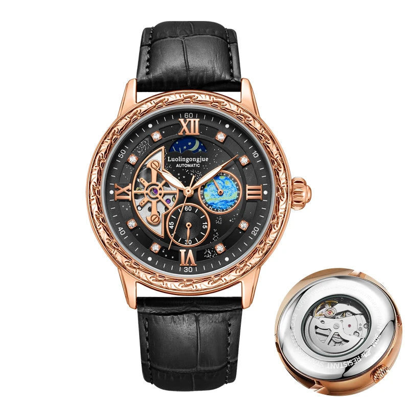 Premium Men's Skeleton Automatic Watch - Stylish & Versatile