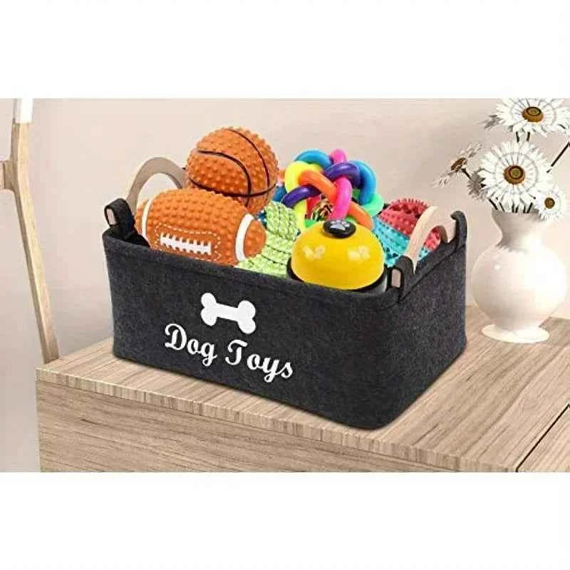 Premium Felt Pet Toy Box - Dog Organizer & Storage