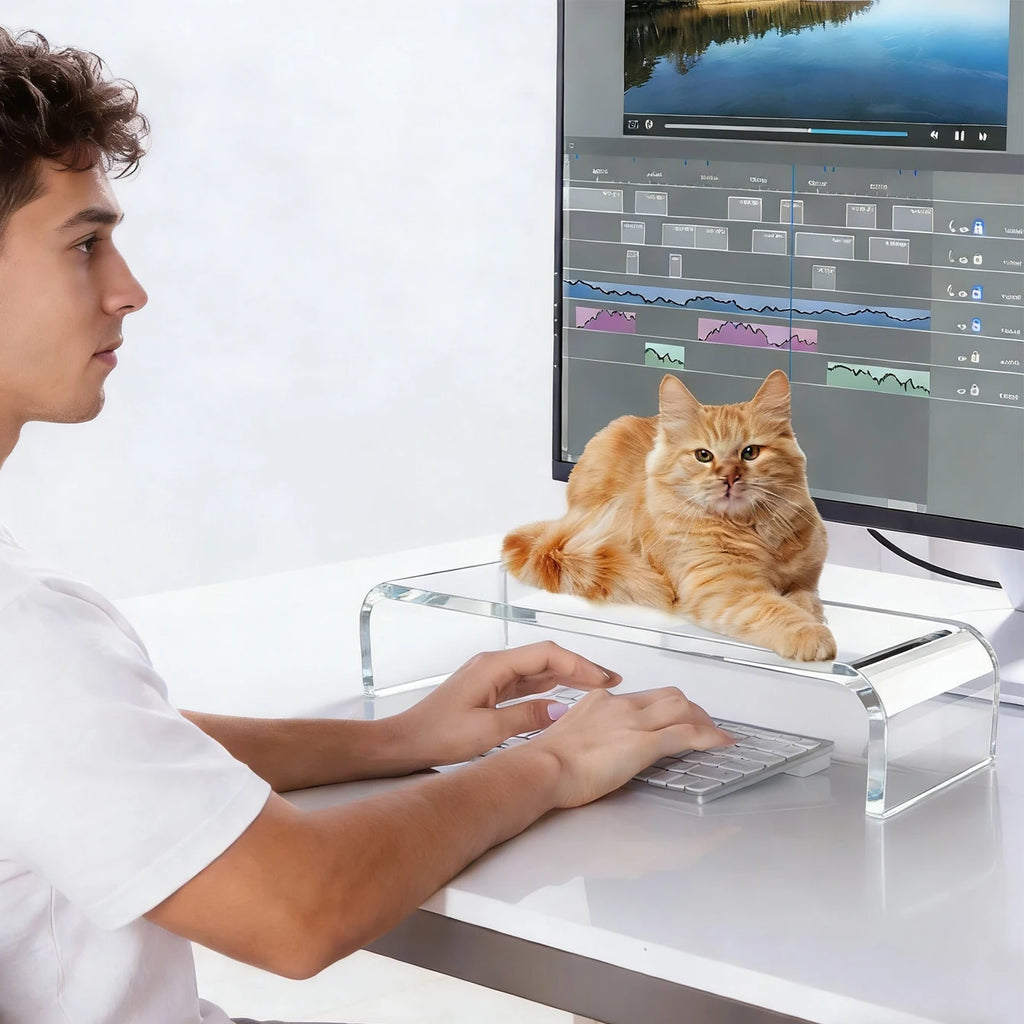 Premium Acrylic Monitor Stand for Ergonomic Desk