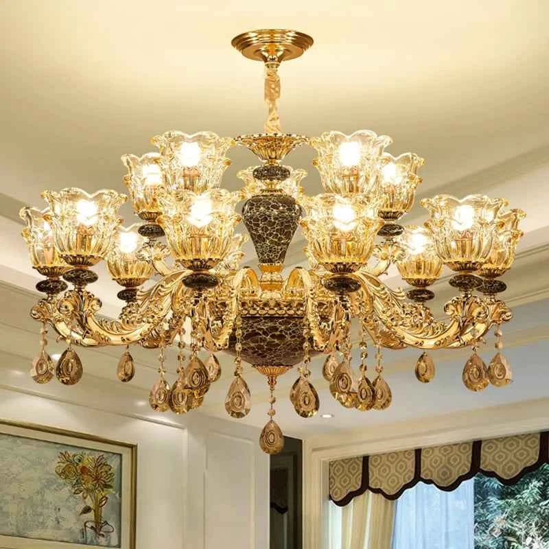 Elegant French Retro Chandelier - Grand Crystal Lighting