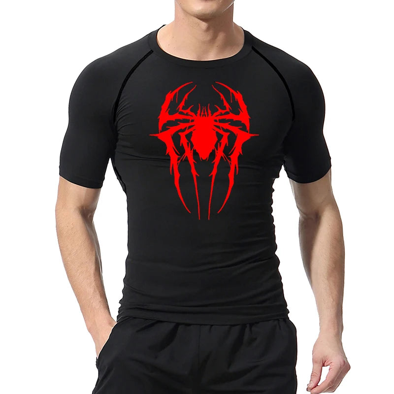 Premium Men's Spider Graphic Compression Shirt - Quick Dry Rash Guard