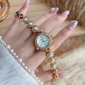 Elegant Pearl Bracelet Women's Watch - Diamond Quartz