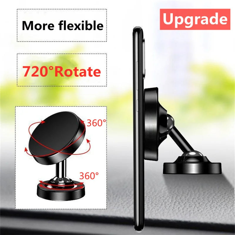 Premium Magnetic Car Phone Holder - 720° Rotation Dashboard Mount