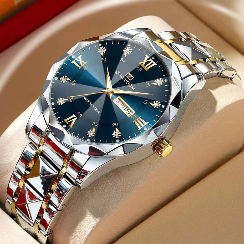 Luxury Men's Quartz Watch - Stainless Steel Business Timepiece