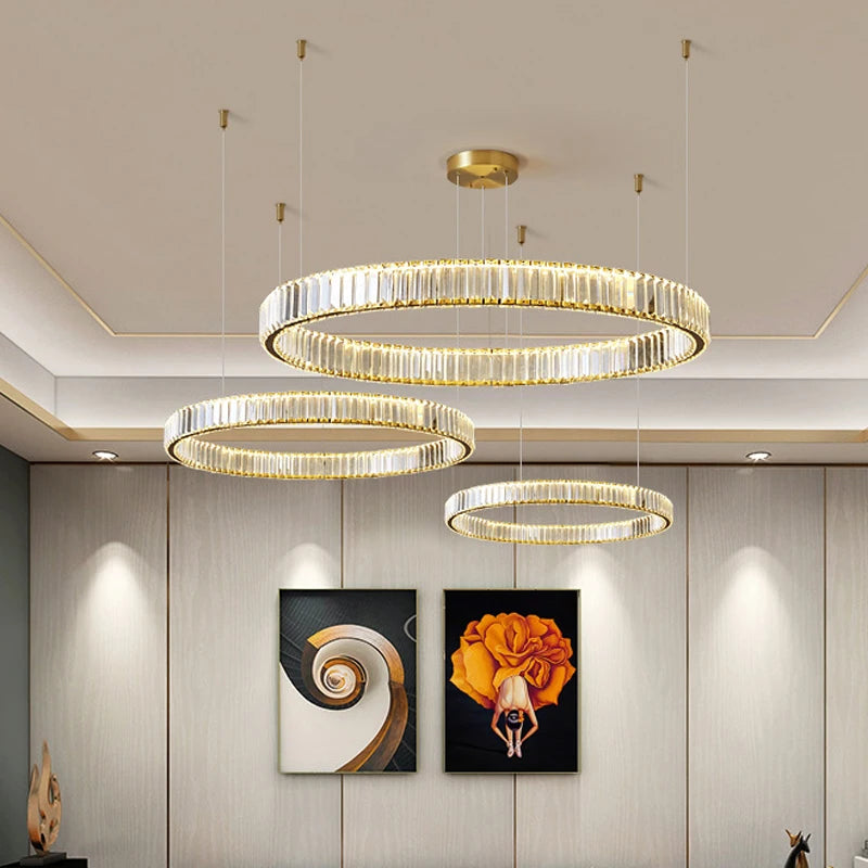 Elegant Crystal Ring Chandelier - Modern Dining Room Lighting