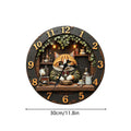 Premium Cat Theme Wall Clock - Silent Wooden Decor