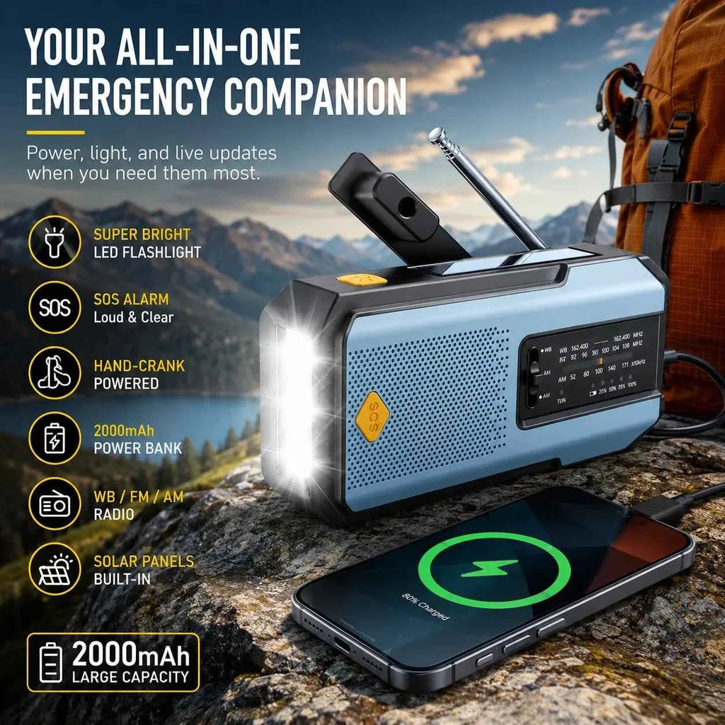 Essential Emergency Weather Radio - Solar & Hand Crank Powered