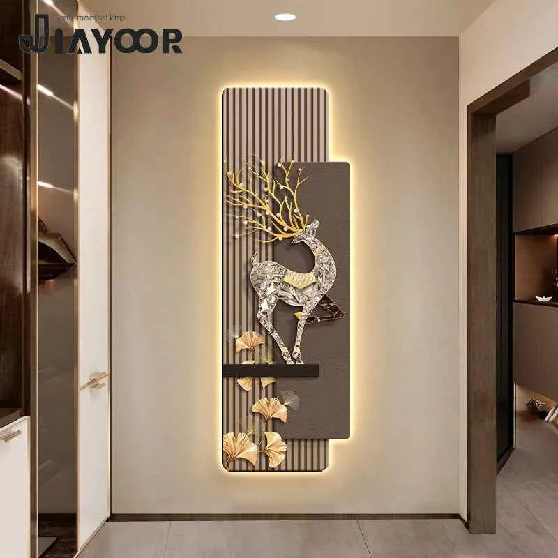Elegant Reindeer LED Decorative Painting - Luxury Corridor Wall Light