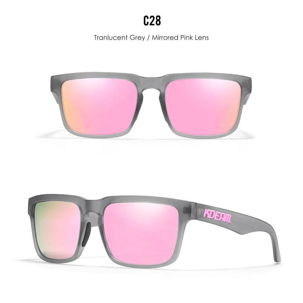 Premium Men Square Sunglasses - Polarized UV Protection & Mirrored Lens