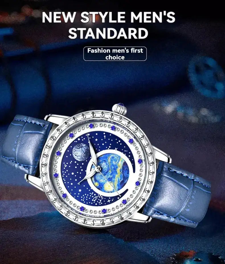 Luxury Men's Quartz Watch - Starry Sky Luminous Dial