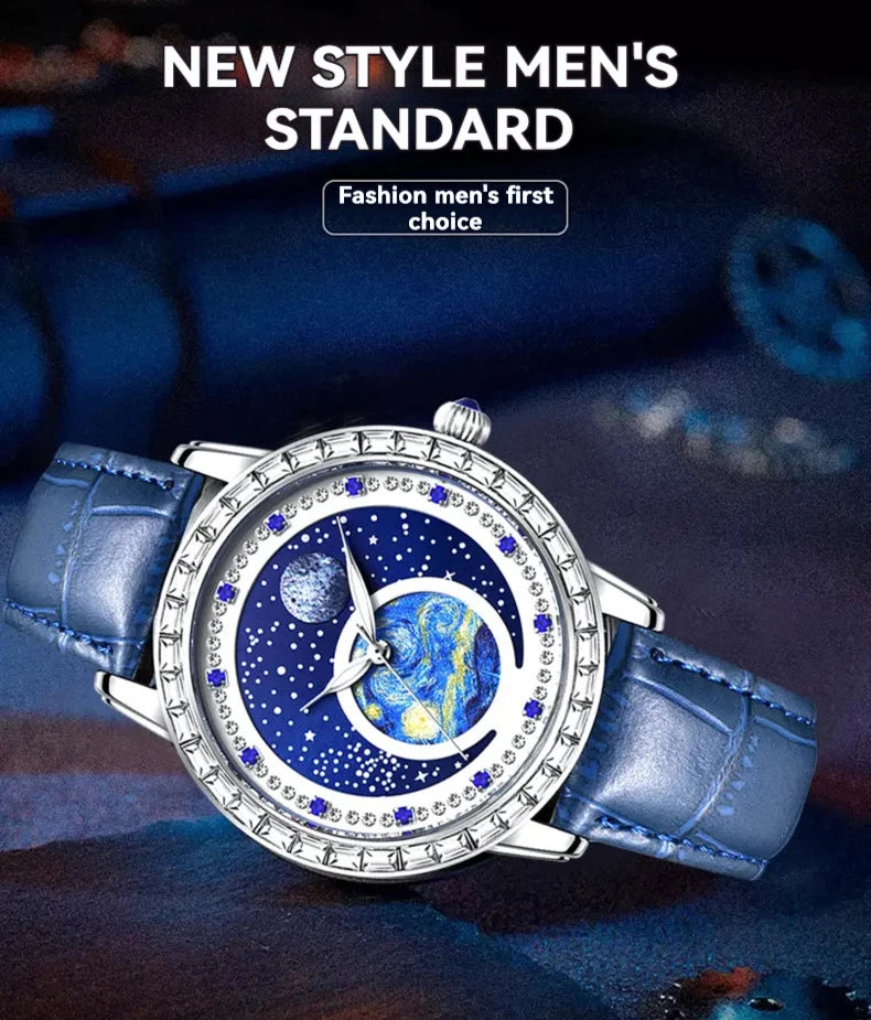 Luxury Men's Quartz Watch - Starry Sky Luminous Dial