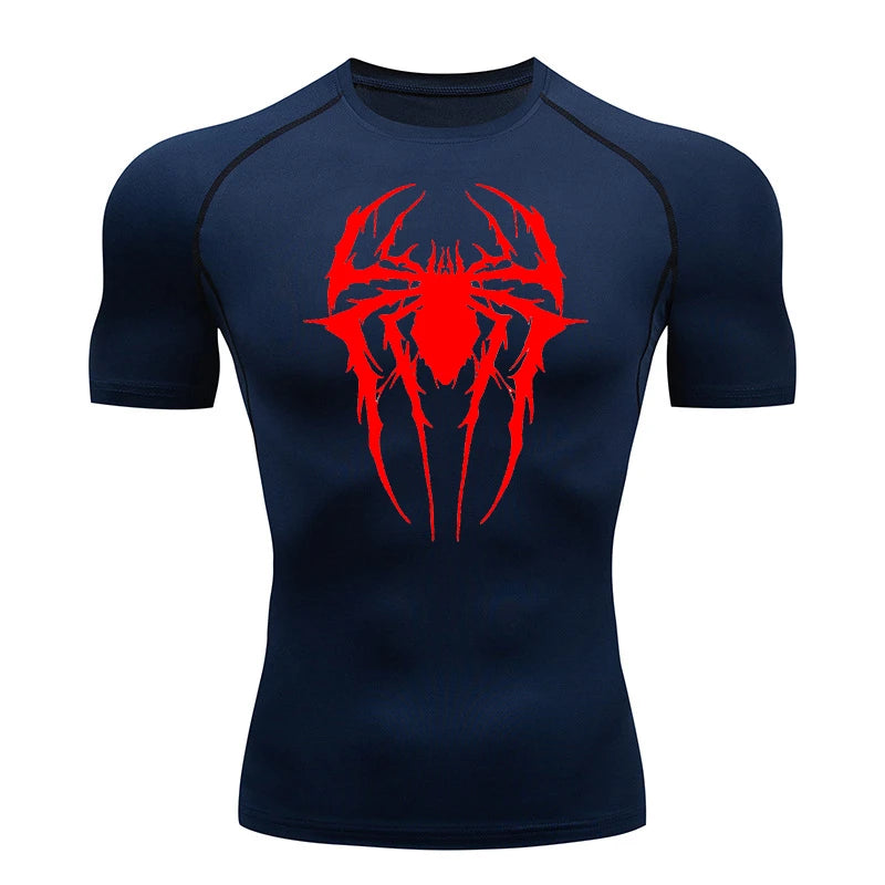 Premium Men's Spider Graphic Compression Shirt - Quick Dry Rash Guard