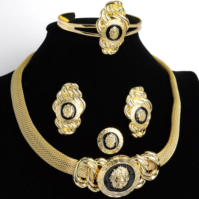 Premium Dubai Gold Plated Jewelry Set - Lion Design