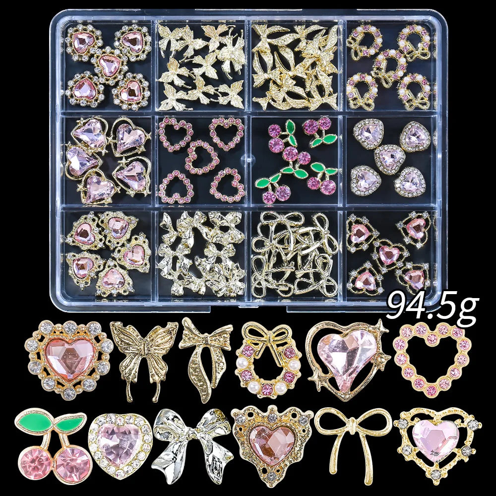 Luxury 3D Gold Bow Nail Metal Charms - 120pcs Shiny Art Supplies