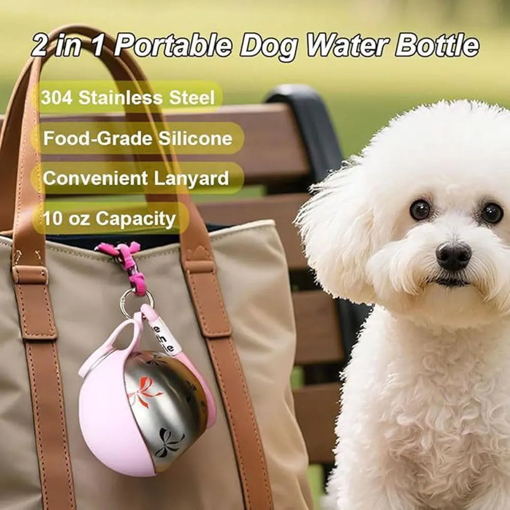 Premium Portable Dog Water Dispenser - Stainless Steel