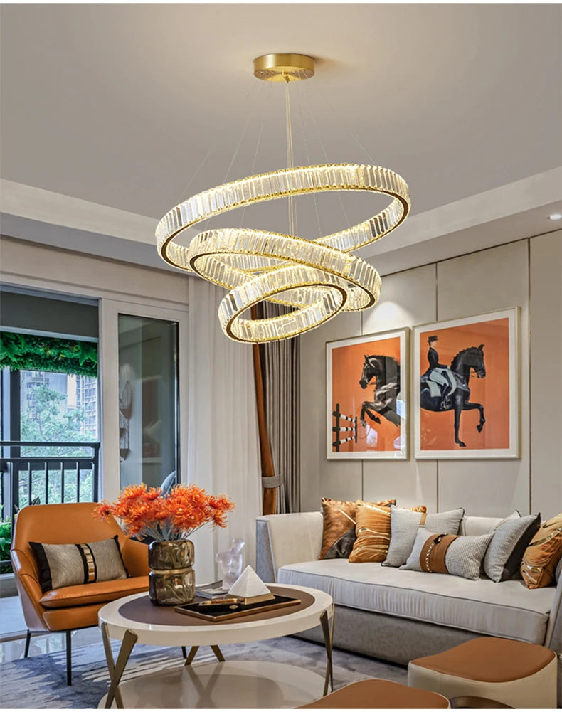 Elegant Crystal Ring Chandelier - Modern Dining Room Lighting