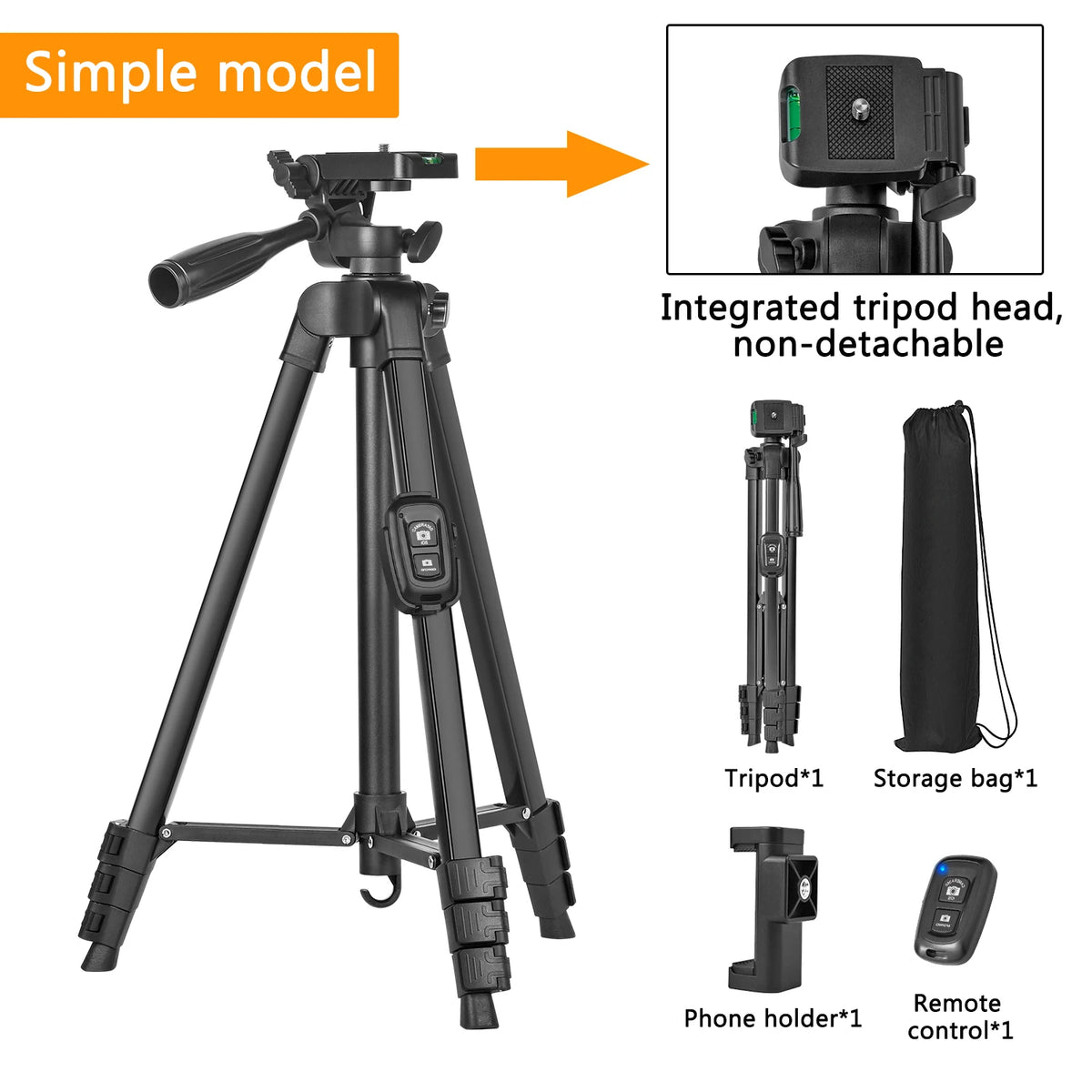 Professional 60" Camera Tripod with Remote & Travel Bag