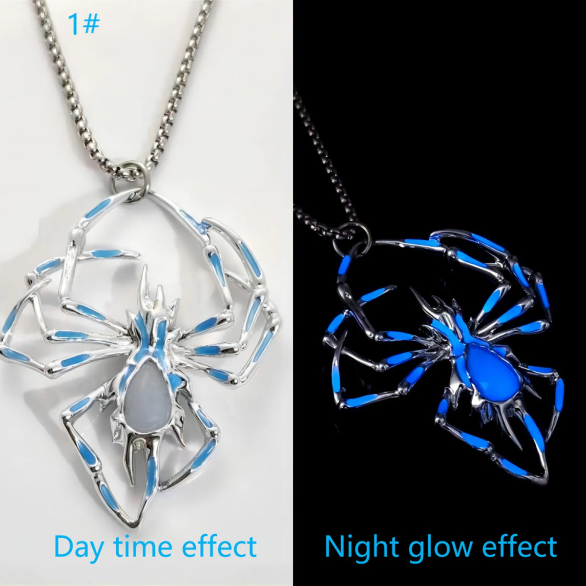 Gothic Glow Spider Pendant Necklace - Luminous Insect Jewelry