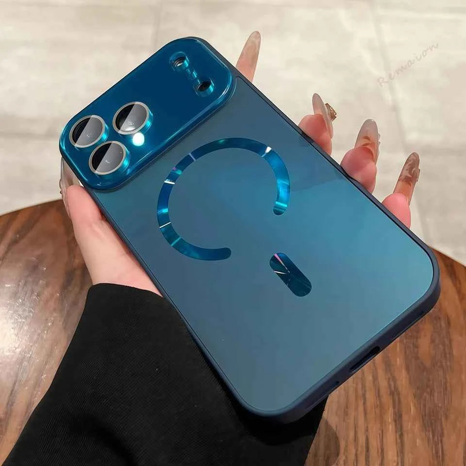 Matte Glitter Laser Magnetic Phone Case for iPhone 17 Air 13 14 15 16 Pro Max Magsafe Luxury Wireless Charging Protector Cover