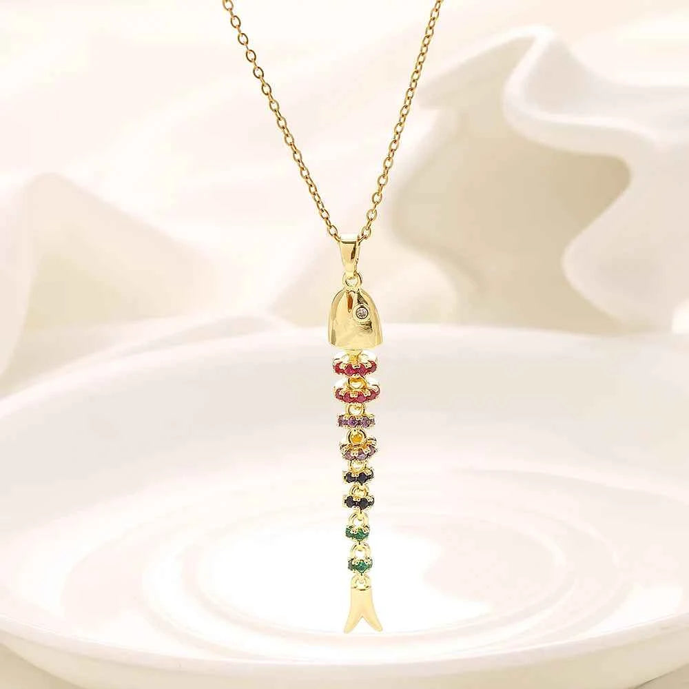 Elegant Stainless Steel Fish Necklace - Light Luxury Jewelry
