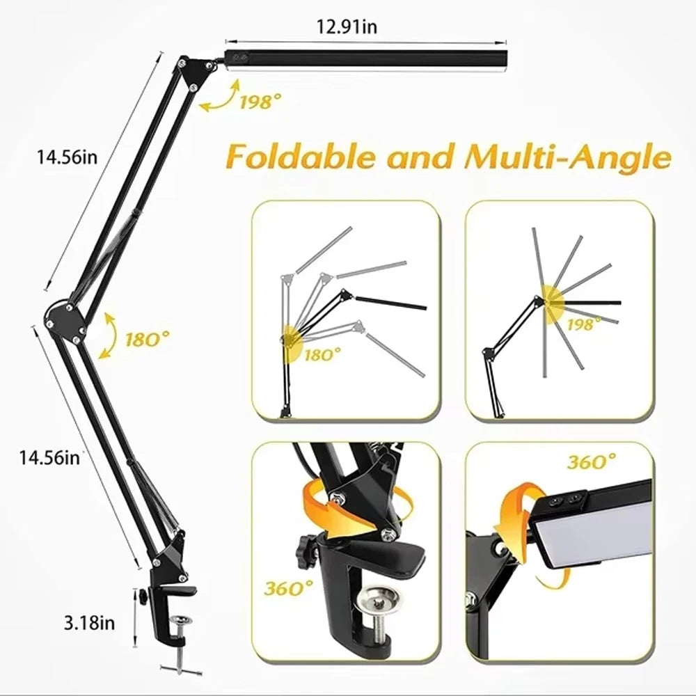 Premium LED Desk Lamp - Adjustable Angle & Eye-Caring