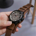 Premium Men's Quartz Watch - Luxury PU Leather Tactical Wristwatch