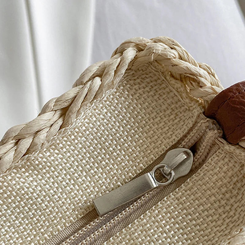 Elegant Straw Semicircle Bag - Chic Summer Crossbody